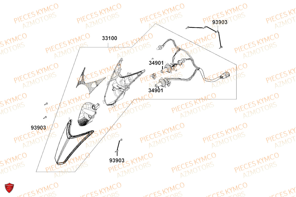 Phare KYMCO Pieces AGILITY 50 NAKED RENOUVO 4T EURO5 (KN10FA/KN10FB/KN10FC)