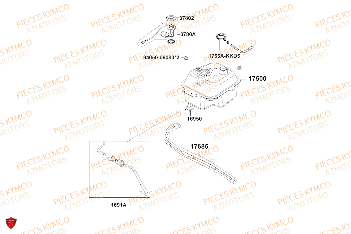 Reservoir KYMCO Pieces AGILITY 50 NAKED RENOUVO 4T EURO5 (KN10FA/KN10FB/KN10FC)