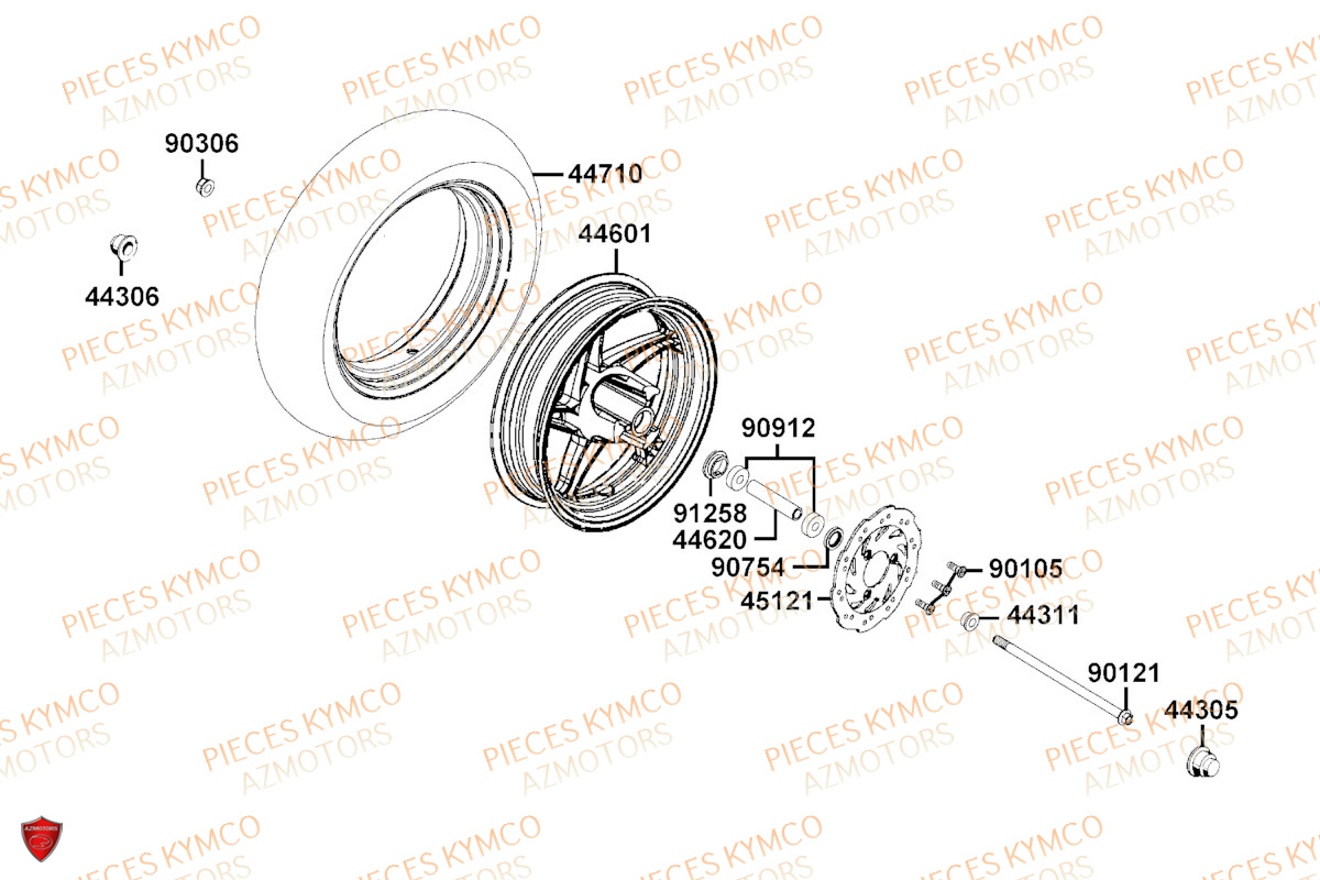 Roue Avant KYMCO Pieces AGILITY 50 NAKED RENOUVO 4T EURO5 (KN10FA/KN10FB/KN10FC)