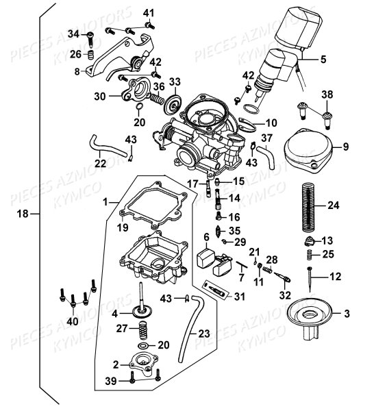 CARBURATEUR KYMCO AGILITY 50 RS 4T EURO II (KG10SR)