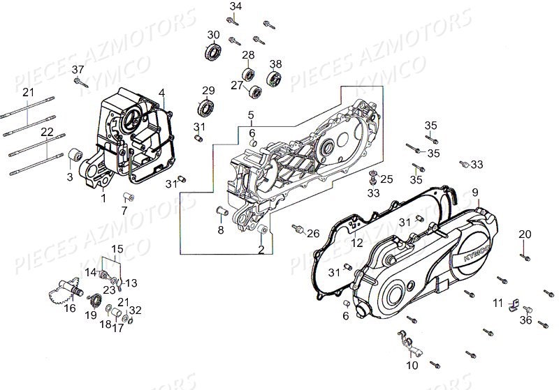 CARTERS MOTEUR pour AGILITY 50 RS 4T