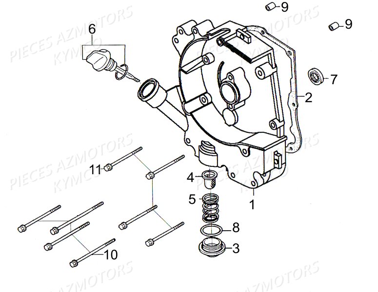 Carter Droit KYMCO Pièces AGILITY 50 RS 4T EURO II (KG10SR)