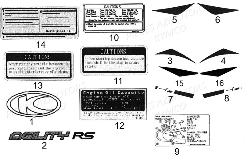 DECORS LABELS pour AGILITY 50 RS 4T