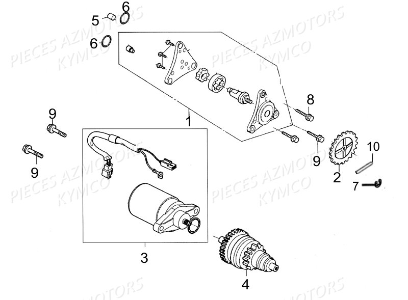 Demarreur Pompe A Huile KYMCO Pièces AGILITY 50 RS 4T EURO II (KG10SR)
