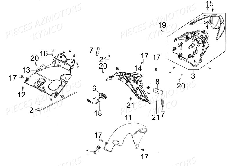 Feu Arriere KYMCO Pièces AGILITY 50 RS 4T EURO II (KG10SR)