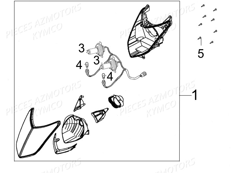 Phare KYMCO Pièces AGILITY 50 RS 4T EURO II (KG10SR)