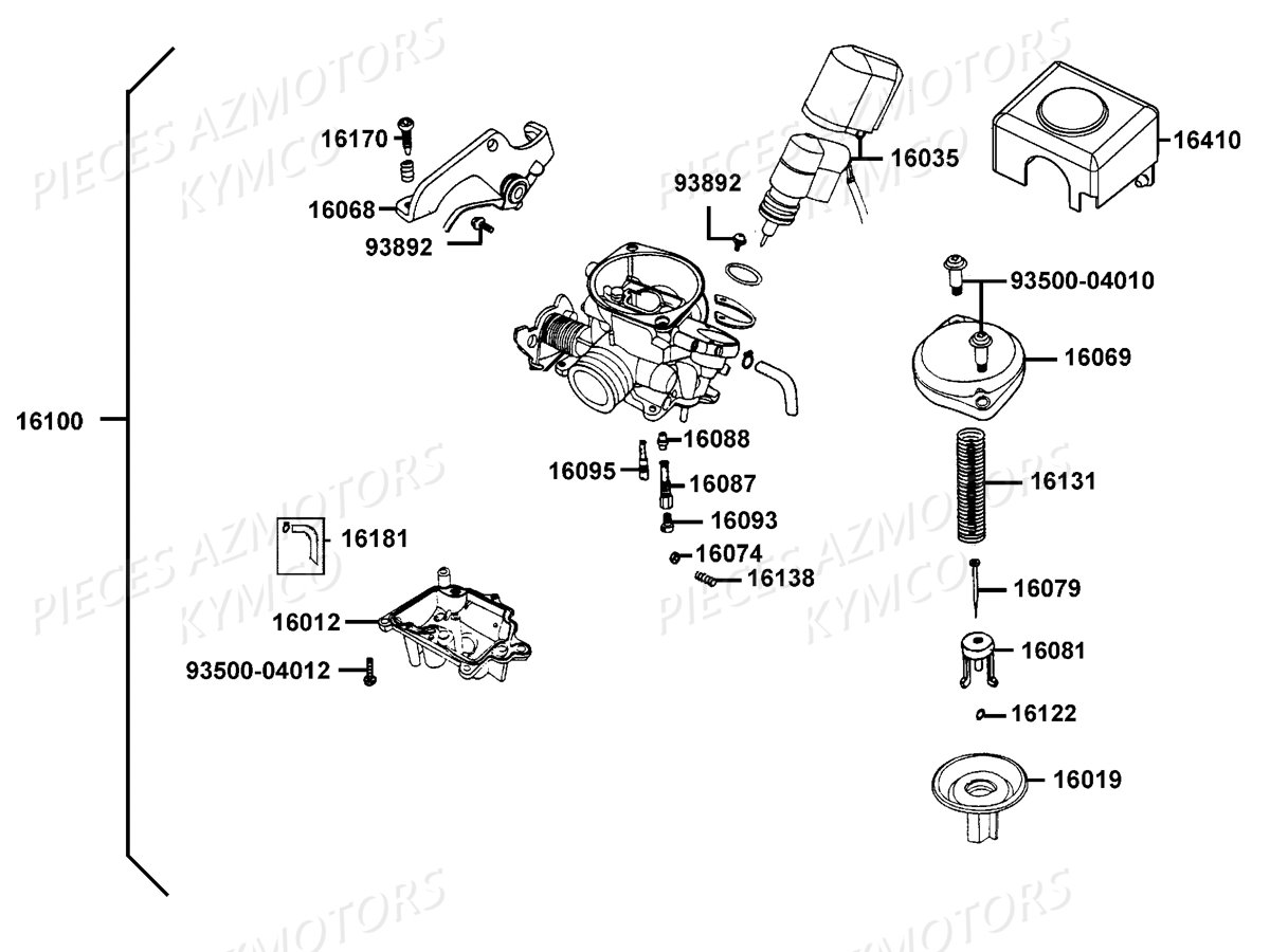 Carburation KYMCO Pièces AGILITY 50 ST 4T EURO4 (KN10AL/KN10AK)