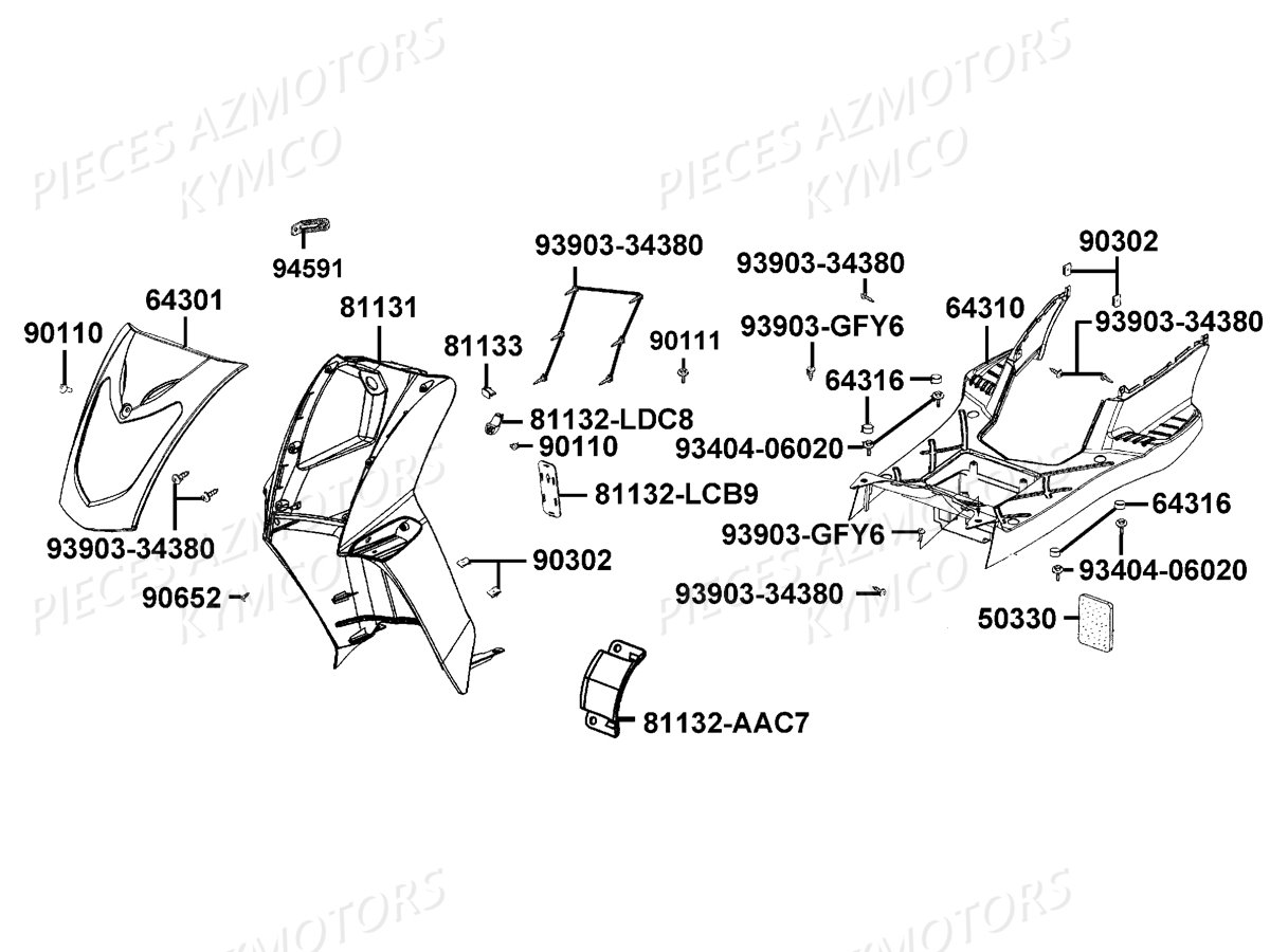 Carenages Avant KYMCO Pièces AGILITY 50 ST 4T EURO4 (KN10AL/KN10AK)