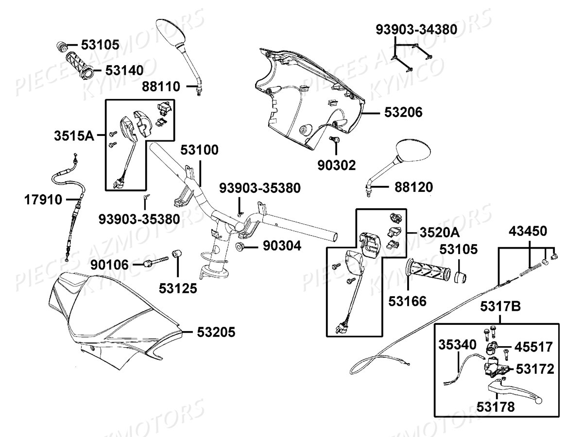 GUIDON RETROVISEURS pour AGILITY 50 ST E4