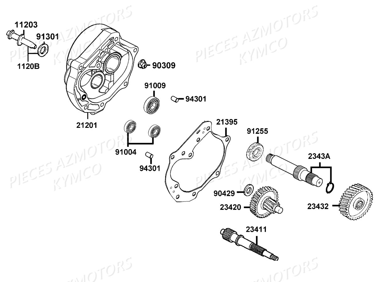Transmission KYMCO Pièces AGILITY 50 ST 4T EURO4 (KN10AL/KN10AK)