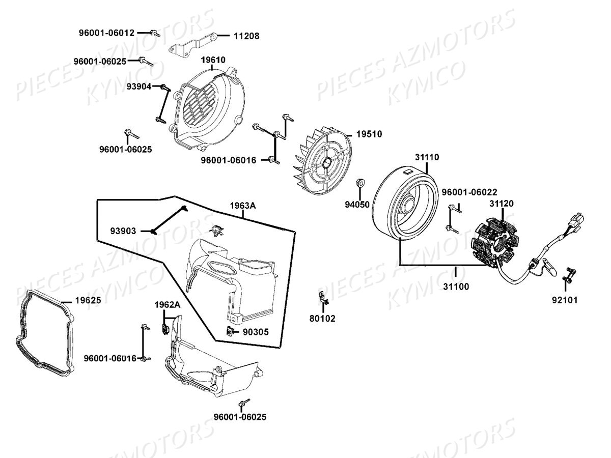 Allumage KYMCO Pieces AGILITY 50I 16+ 4T EURO4 (KP10AE/KP10AF)