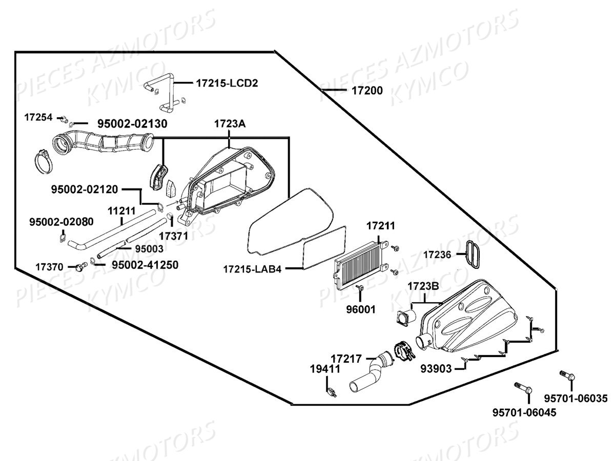 BOITE_A_AIR KYMCO AGILITY 50I 16+ 4T EURO 4 (KP10AE/KP10AF)