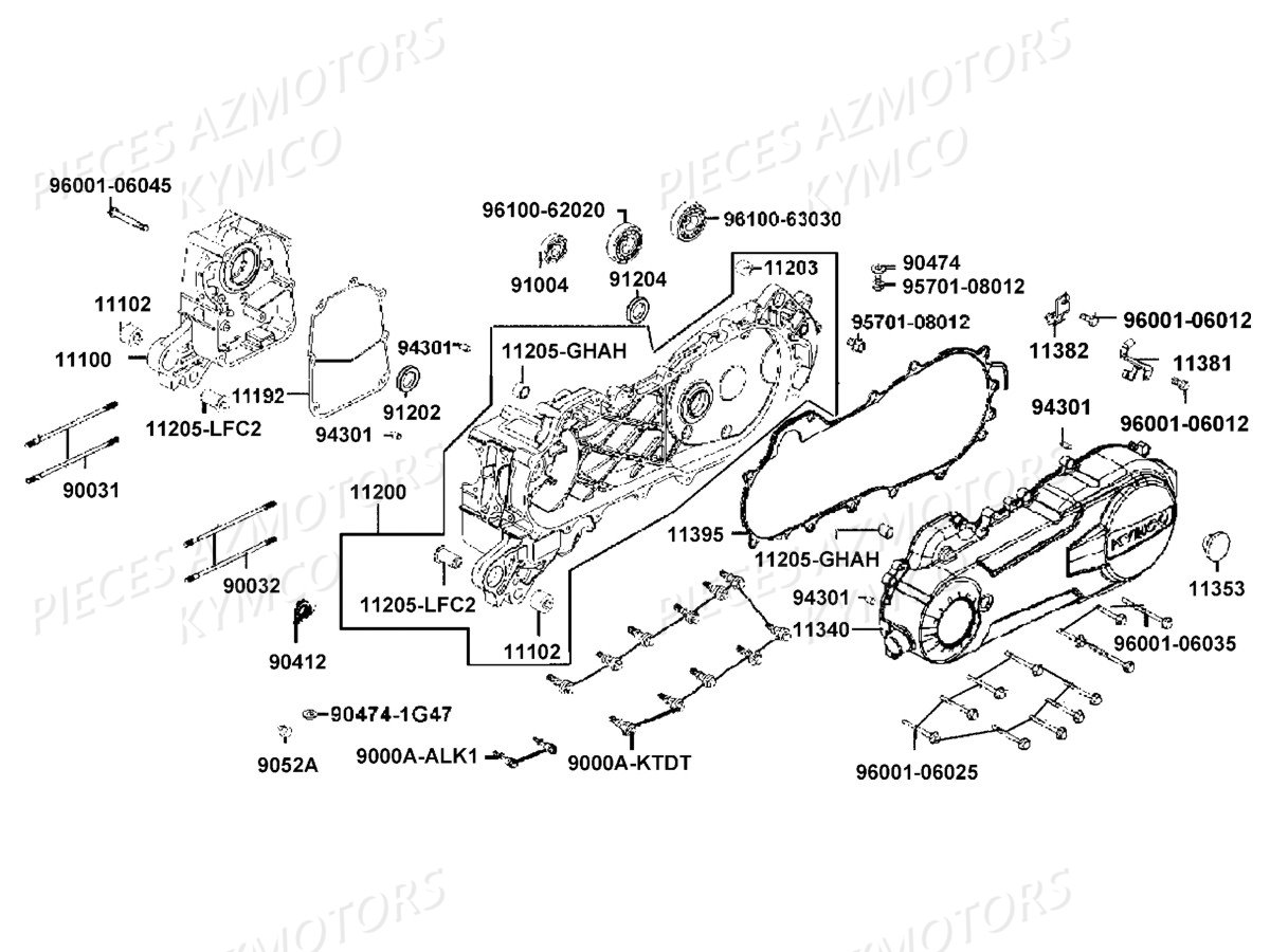 Carters Moteur KYMCO Pieces AGILITY 50I 16+ 4T EURO4 (KP10AE/KP10AF)