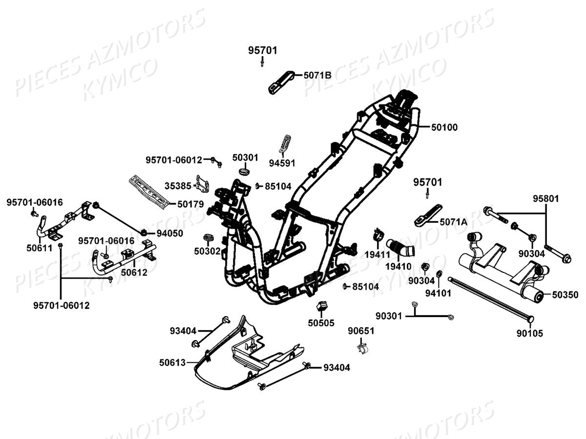 Chassis KYMCO Pieces AGILITY 50I 16+ 4T EURO4 (KP10AE/KP10AF)