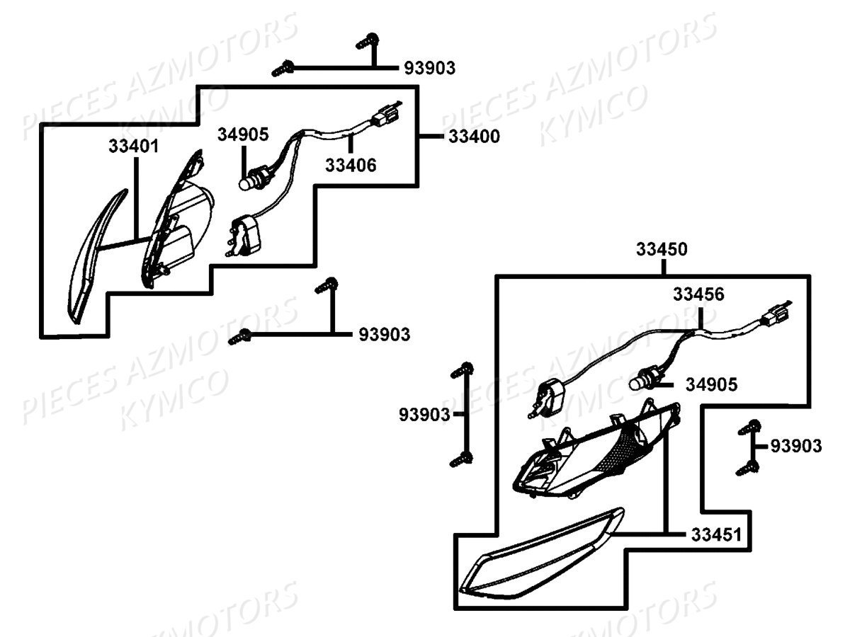 Clignotants KYMCO Pieces AGILITY 50I 16+ 4T EURO4 (KP10AE/KP10AF)