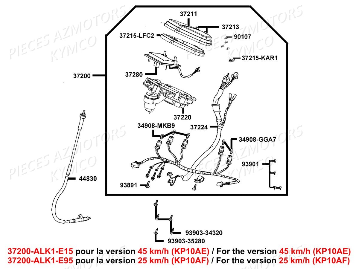 COMPTEUR DE VITESSES KYMCO AGILITY 50i 16P E4