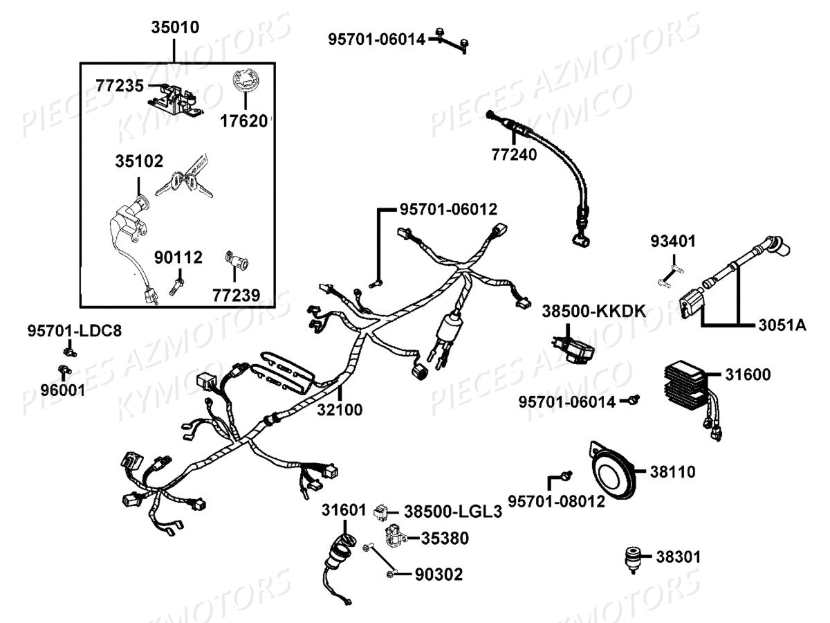 Equipement Electrique KYMCO Pieces AGILITY 50I 16+ 4T EURO4 (KP10AE/KP10AF)