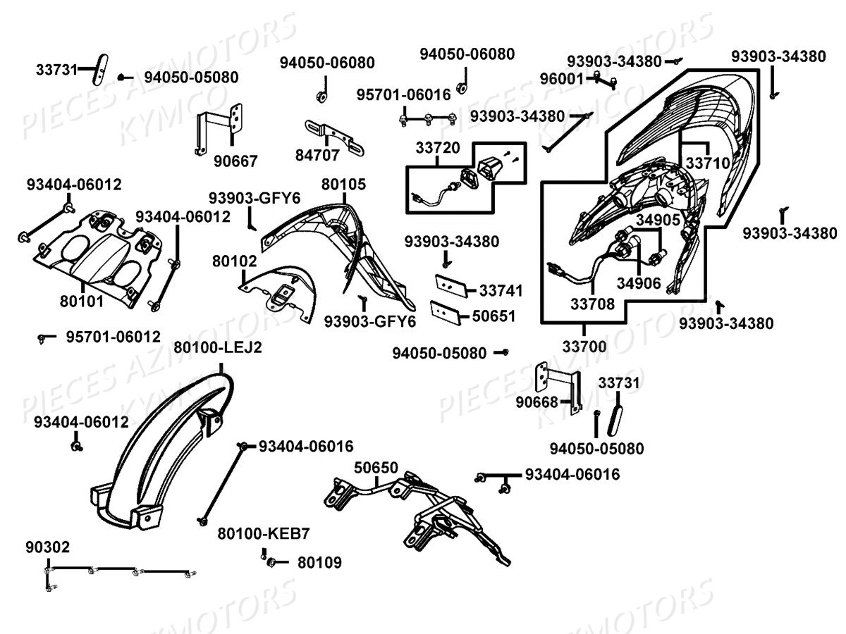 Feu Arriere KYMCO Pieces AGILITY 50I 16+ 4T EURO4 (KP10AE/KP10AF)