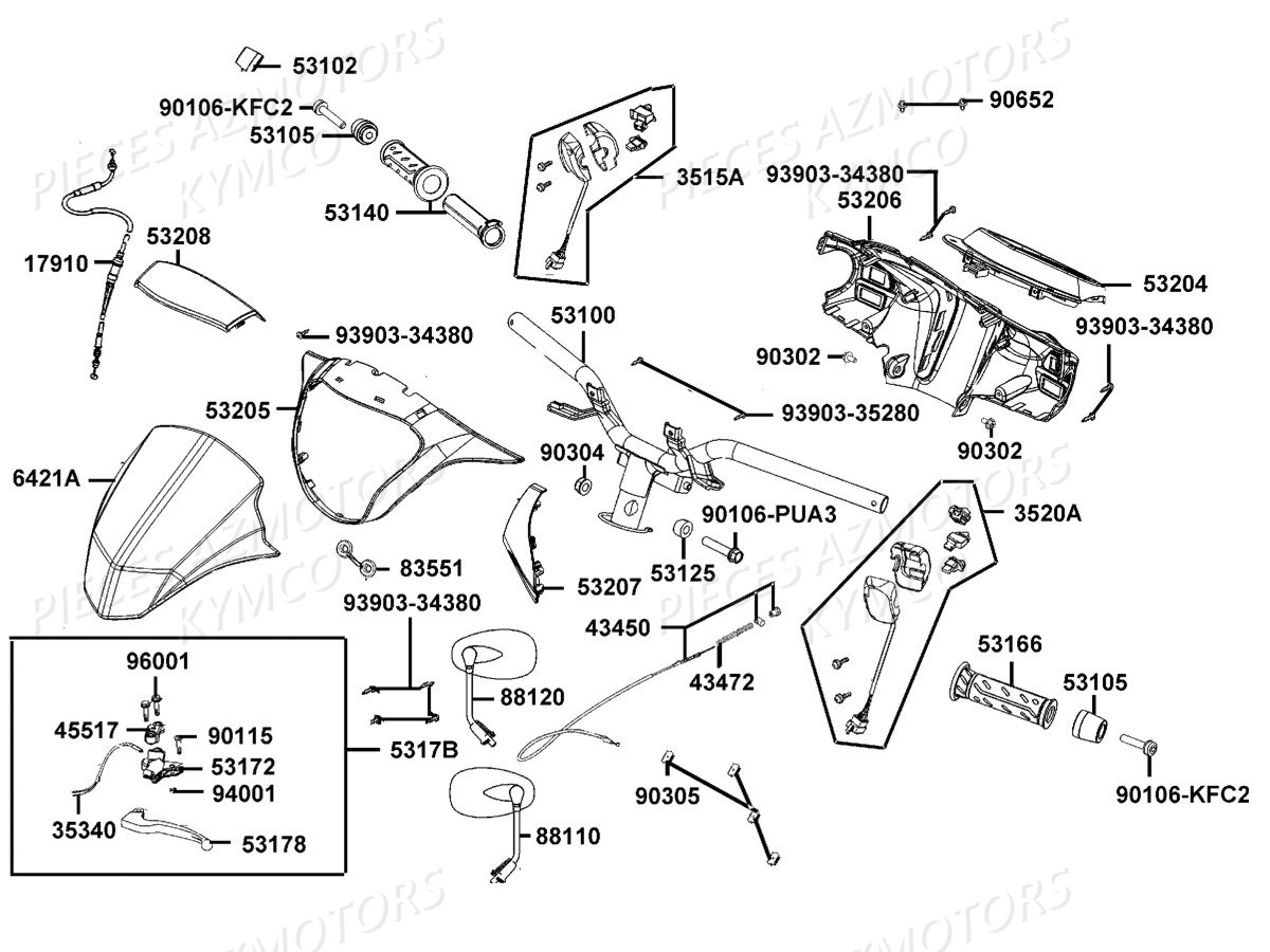 GUIDON RETROVISEURS pour AGILITY 50i 16P E4