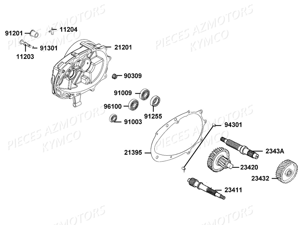 Transmission KYMCO Pieces AGILITY 50I 16+ 4T EURO4 (KP10AE/KP10AF)