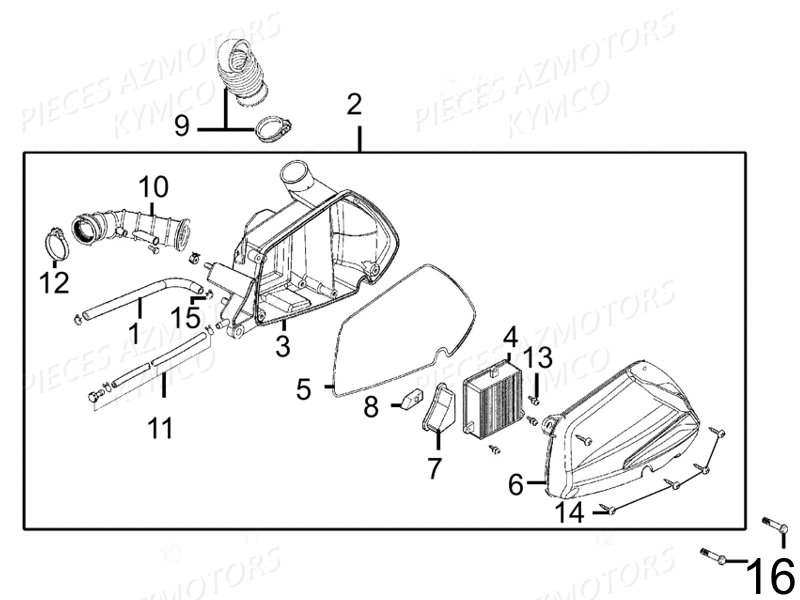 Boite A Air KYMCO Pièces AGILITY CARRY 125 4T EURO III (KN25BE)