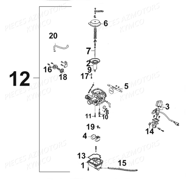 CARBURATEUR KYMCO AGILITY CARRY 125 E3