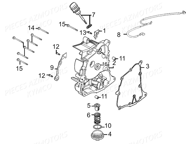 CARTER_DROIT KYMCO Pièces AGILITY CARRY 125 4T EURO III (KN25BE)