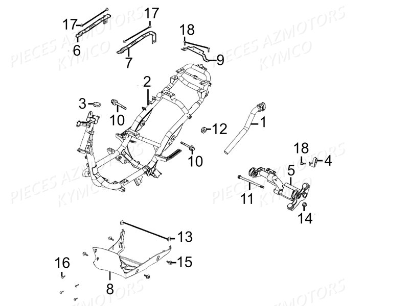 Chassis KYMCO Pièces AGILITY CARRY 125 4T EURO III (KN25BE)