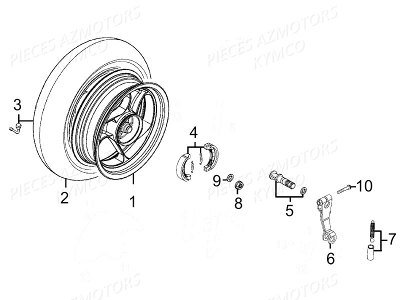 Roue Arriere KYMCO Pièces AGILITY CARRY 125 4T EURO III (KN25BE)