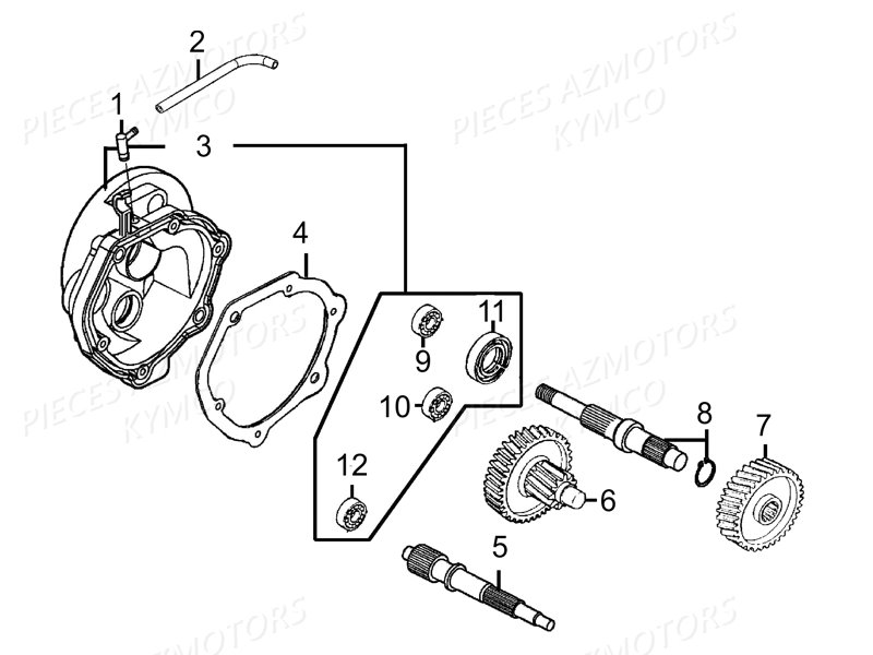 Transmission KYMCO Pièces AGILITY CARRY 125 4T EURO III (KN25BE)