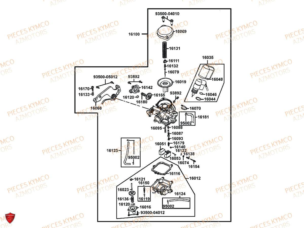 CARBURATEUR KYMCO Pièces Scooter AGILITY 50 CARRY E2 (KG10DK)