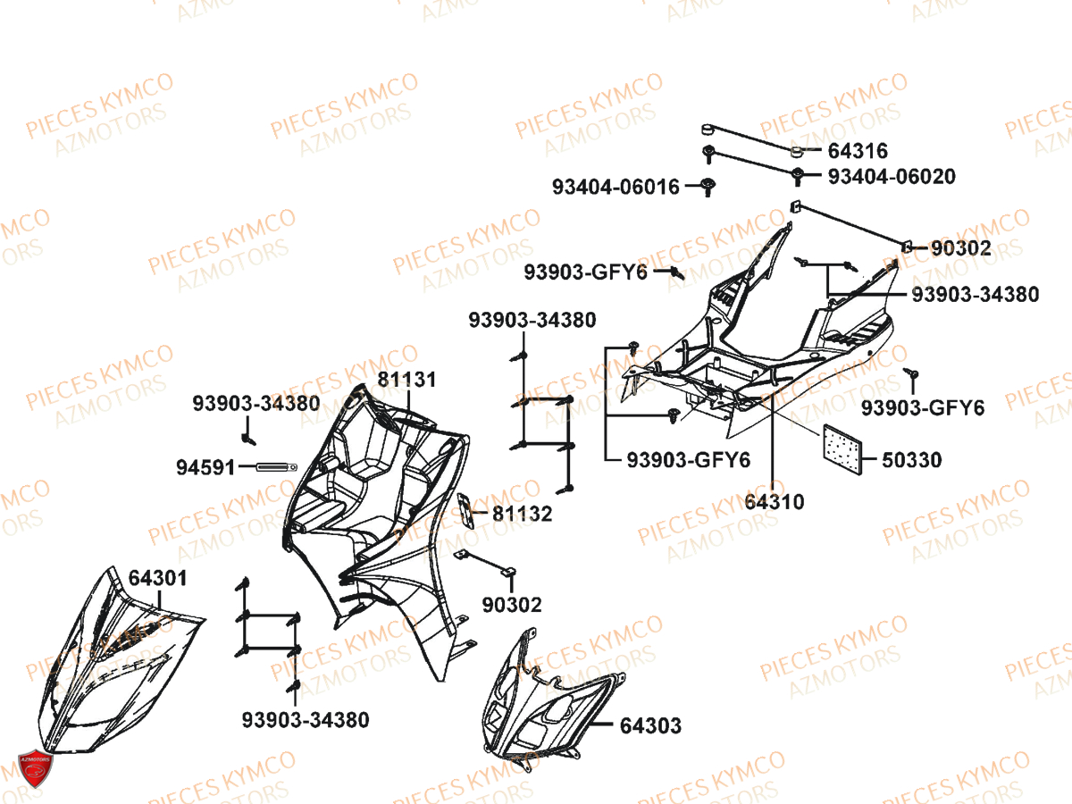 CARENAGE_AVANT KYMCO Pièces Scooter AGILITY 50 CARRY E2 (KG10DK)