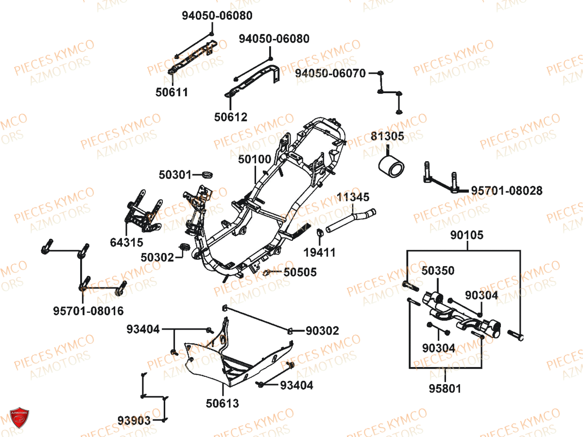 Chassis KYMCO Pièces AGILITY 50 CARRY E2 (KG10DK)