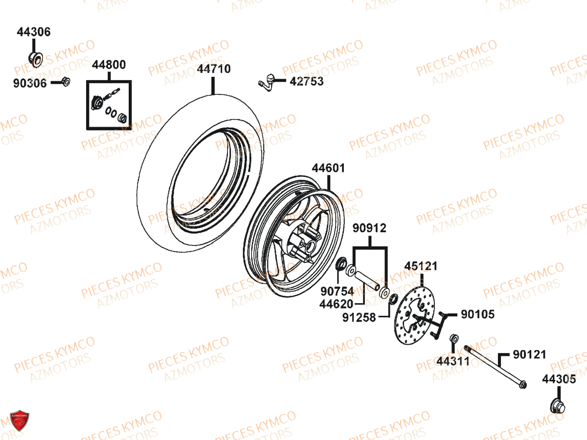Roue Avant KYMCO Pièces AGILITY 50 CARRY E2 (KG10DK)
