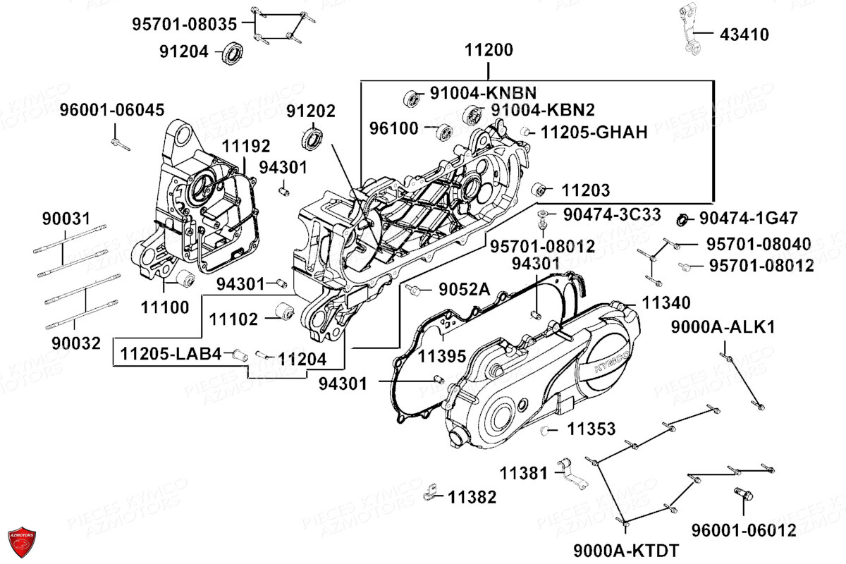 Carters Moteur KYMCO Pièces AGILITY 50I CARRY E5 (KN10DG)