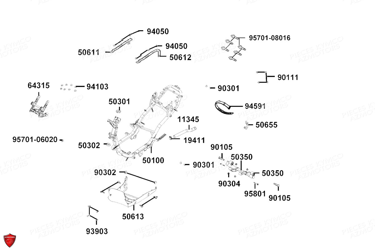 Chassis KYMCO Pièces AGILITY 50I CARRY E5 (KN10DG)