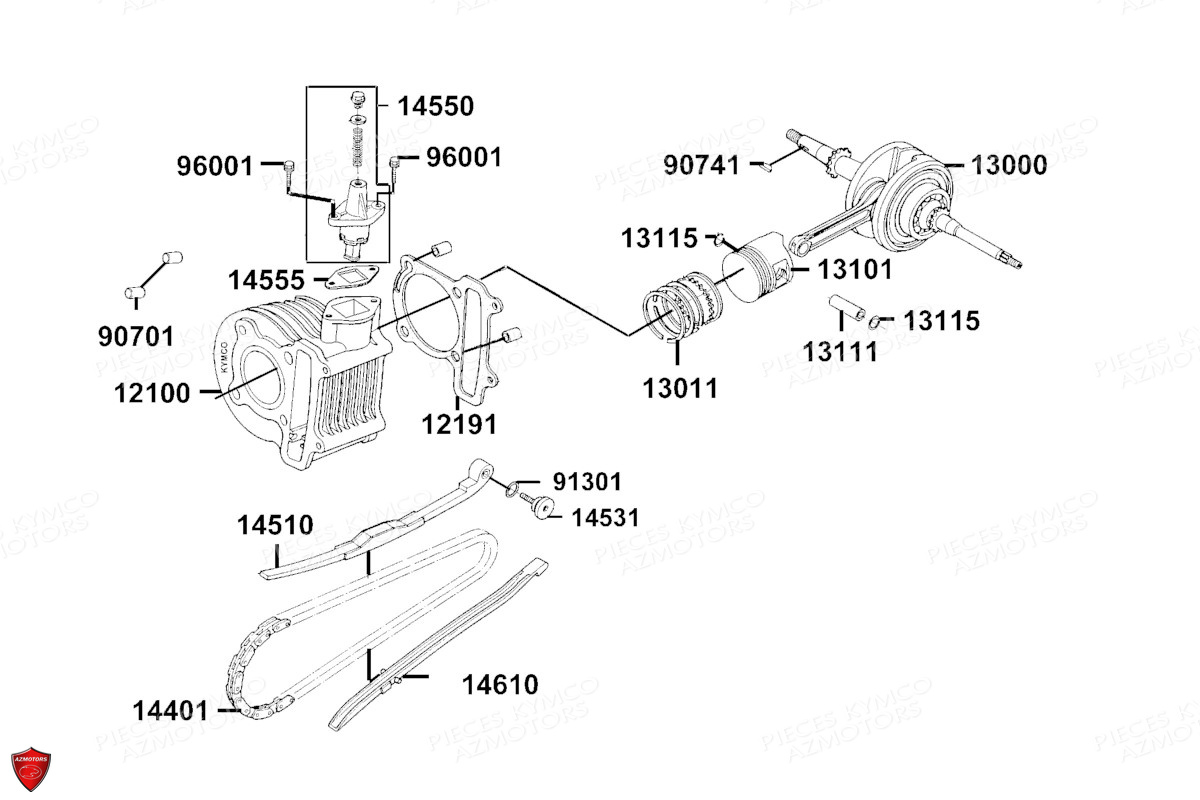 CYLINDRE_PISTON KYMCO AGILITY 50I CARRY E5 (KN10DG)