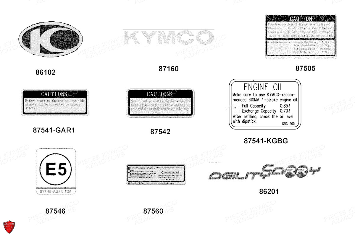 Decors KYMCO Pièces AGILITY 50I CARRY E5 (KN10DG)