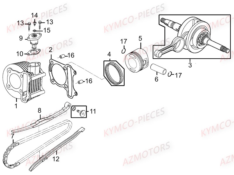 Cylindre Piston AZMOTORS 