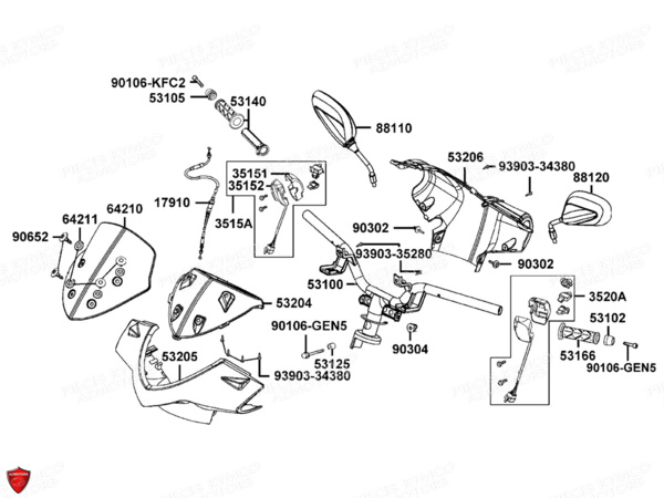 GUIDON RETROVISEURS KYMCO AGILITY CITY 125 4T E3