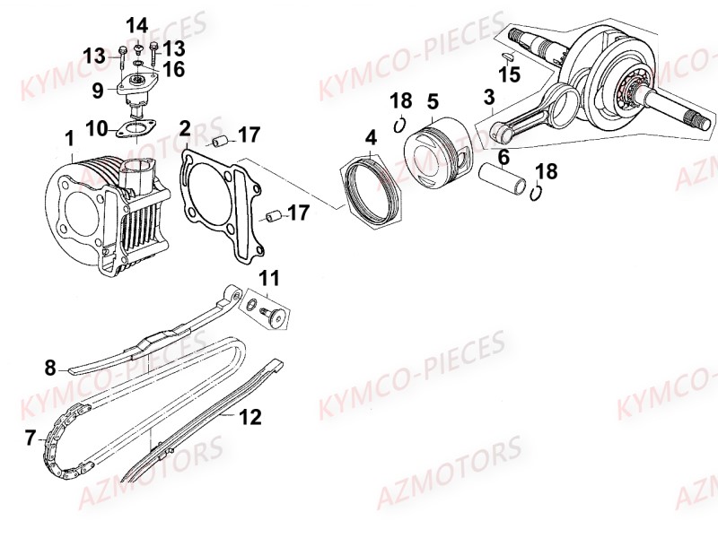Cylindre Piston AZMOTORS 
