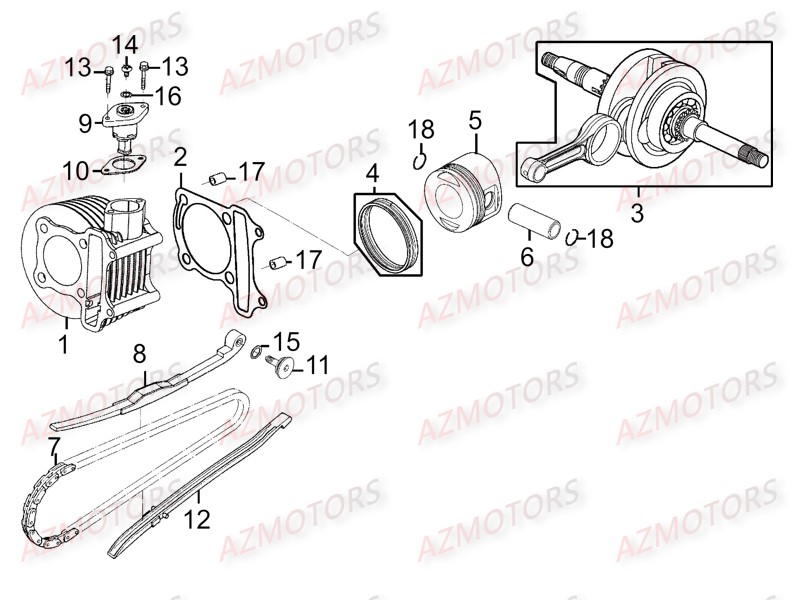 Cylindre Piston AZMOTORS 