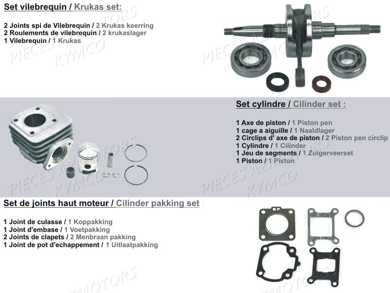 1 Set Pieces Origine KYMCO Pieces AGILITY 50 NAKED RENOUVO 2T EURO2 (KE10BF/KE10BJ)