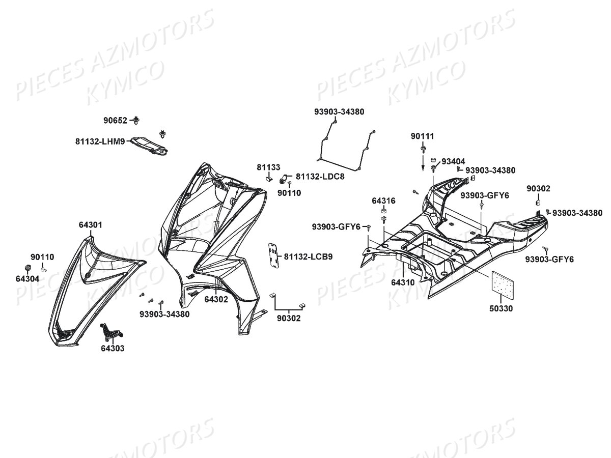 Carenages Avants KYMCO Pieces AGILITY 50 NAKED RENOUVO 2T EURO2 (KE10BF/KE10BJ)