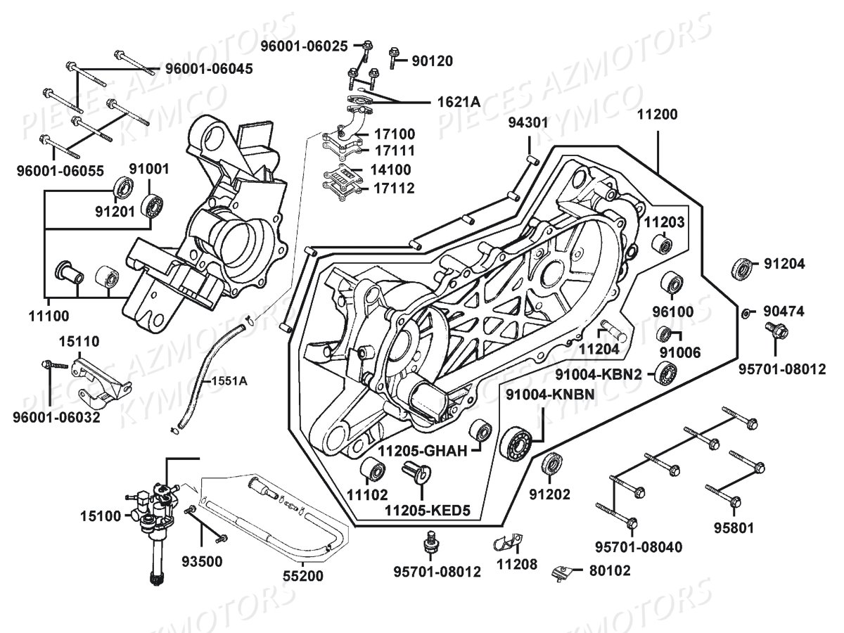 Carters Moteur KYMCO Pieces AGILITY 50 NAKED RENOUVO 2T EURO2 (KE10BF/KE10BJ)