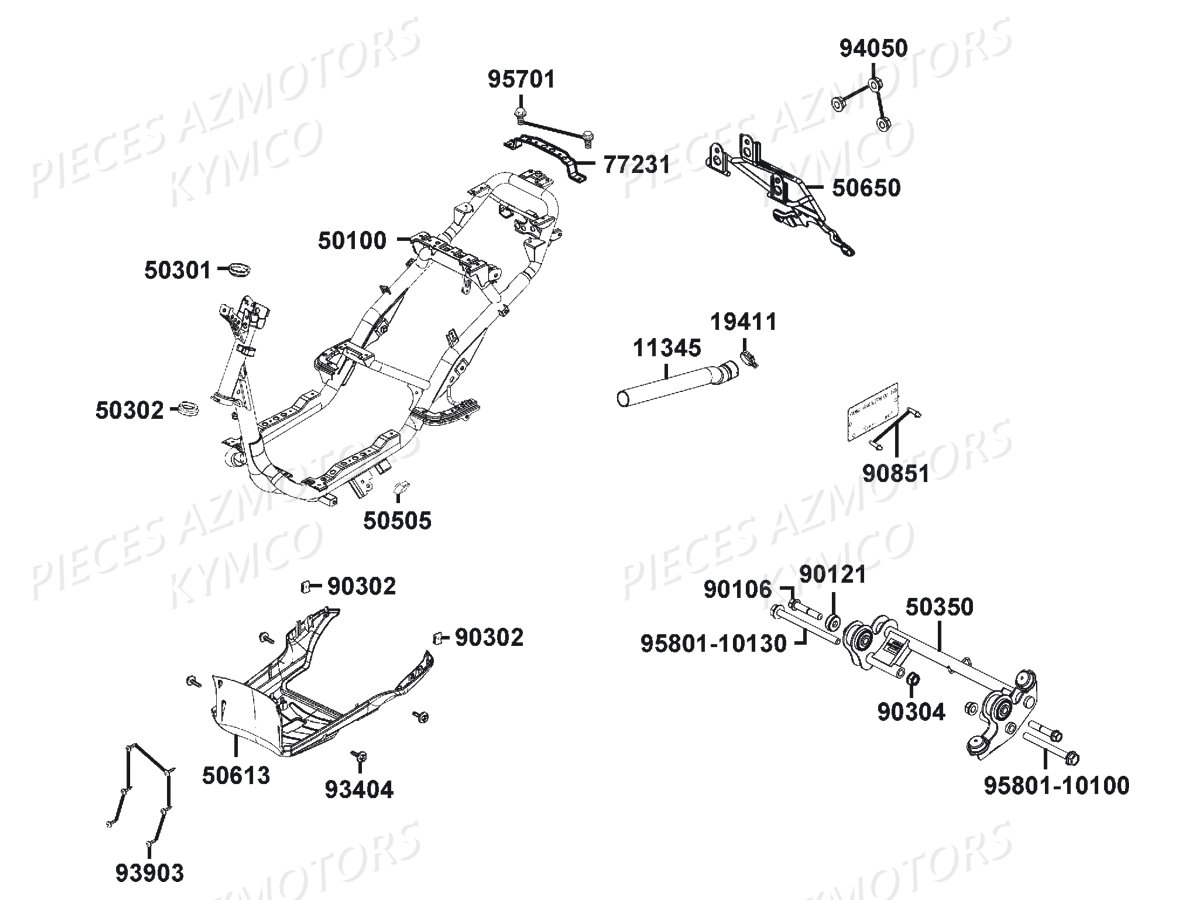 Chassis KYMCO Pieces AGILITY 50 NAKED RENOUVO 2T EURO2 (KE10BF/KE10BJ)