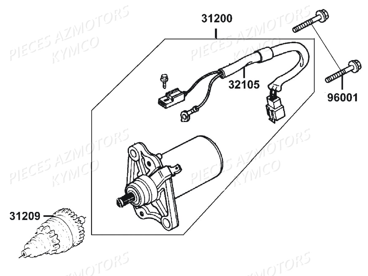 Demarreur KYMCO Pieces AGILITY 50 NAKED RENOUVO 2T EURO2 (KE10BF/KE10BJ)