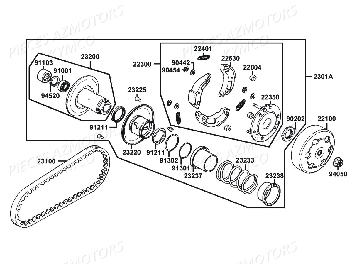Embrayage KYMCO Pieces AGILITY 50 NAKED RENOUVO 2T EURO2 (KE10BF/KE10BJ)