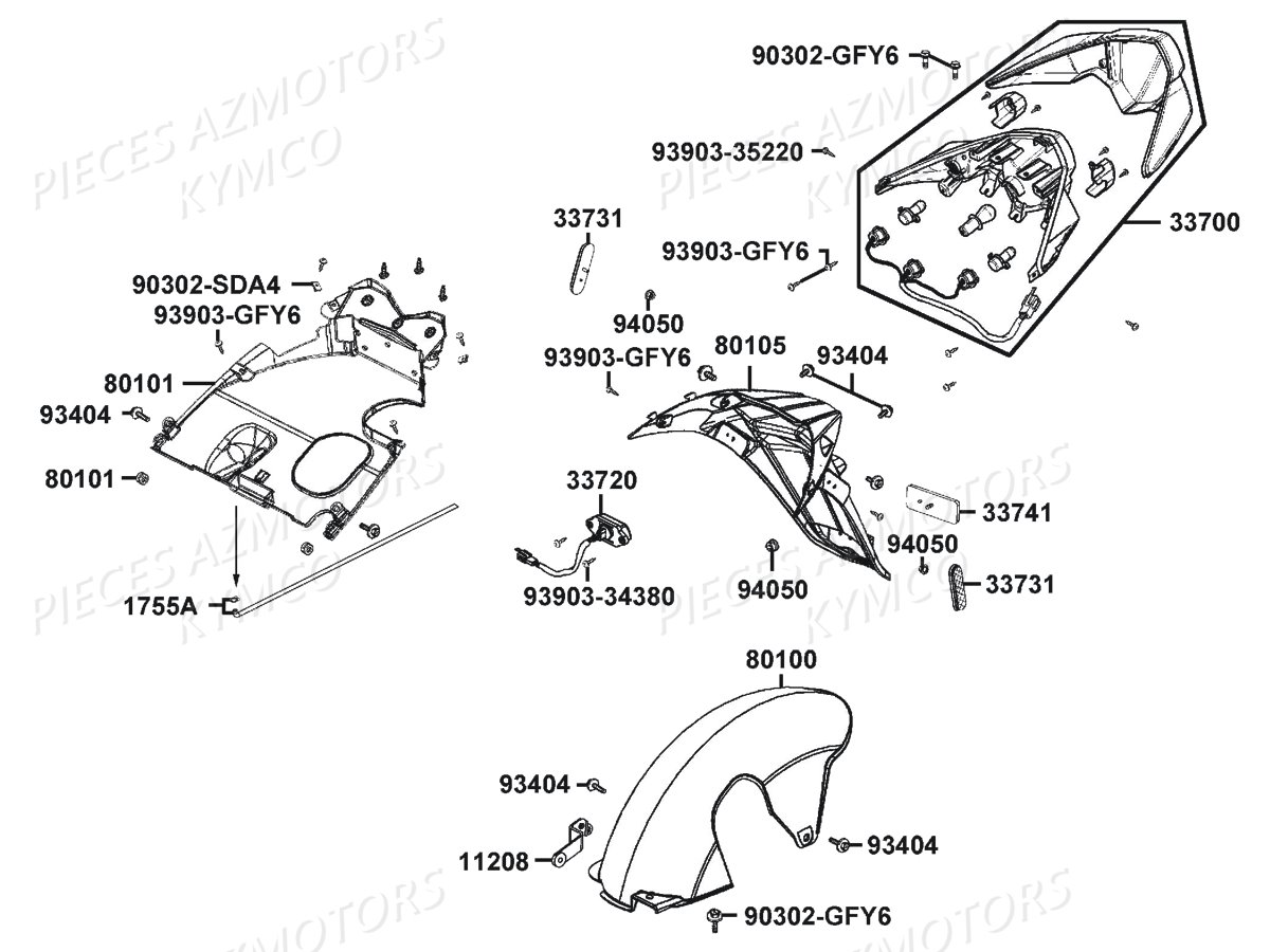Feu Arriere KYMCO Pieces AGILITY 50 NAKED RENOUVO 2T EURO2 (KE10BF/KE10BJ)