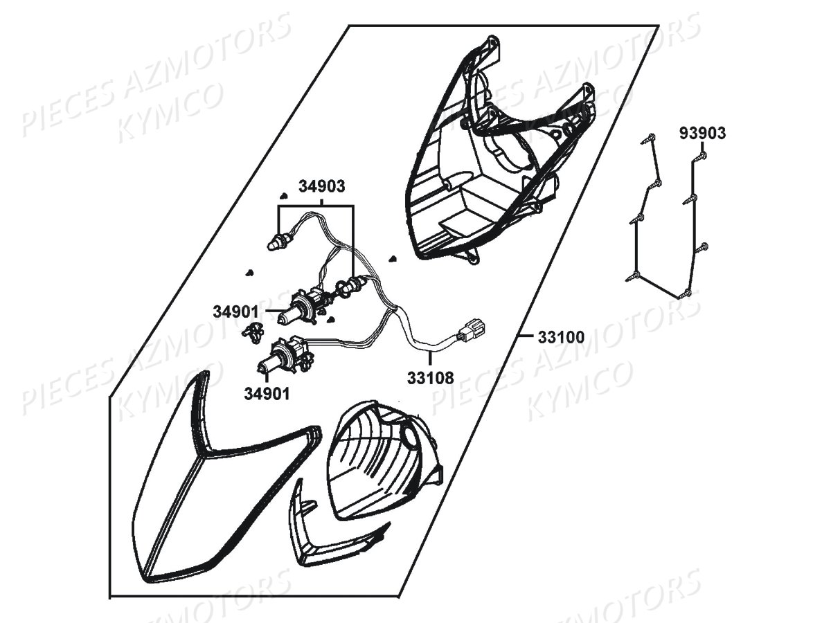 PHARES KYMCO Pieces AGILITY 50 NAKED RENOUVO 2T EURO2 (KE10BF/KE10BJ)